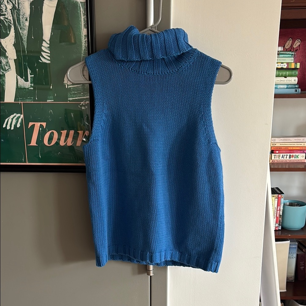 Bloomingdale's Blue Cowl Neck Sleeveless Sweater